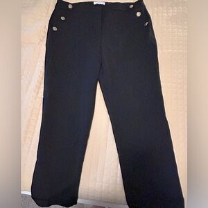 LOFT black size 14 curvy wide leg slacks with button adorning